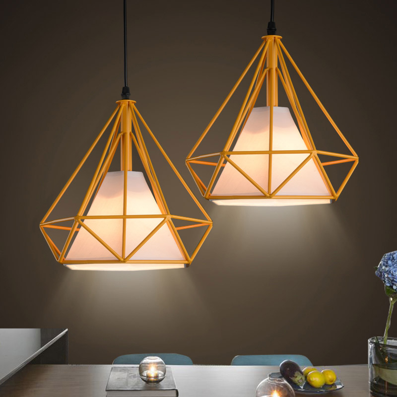 

Pagoda Orange Metal Framework Pendant Light with White Fabric Shade