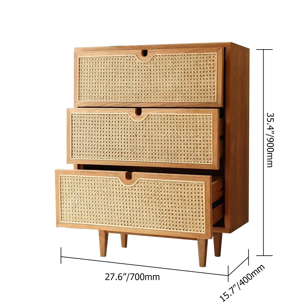 Nordic Natural 4 Drawers Chest Rattan Woven in Large