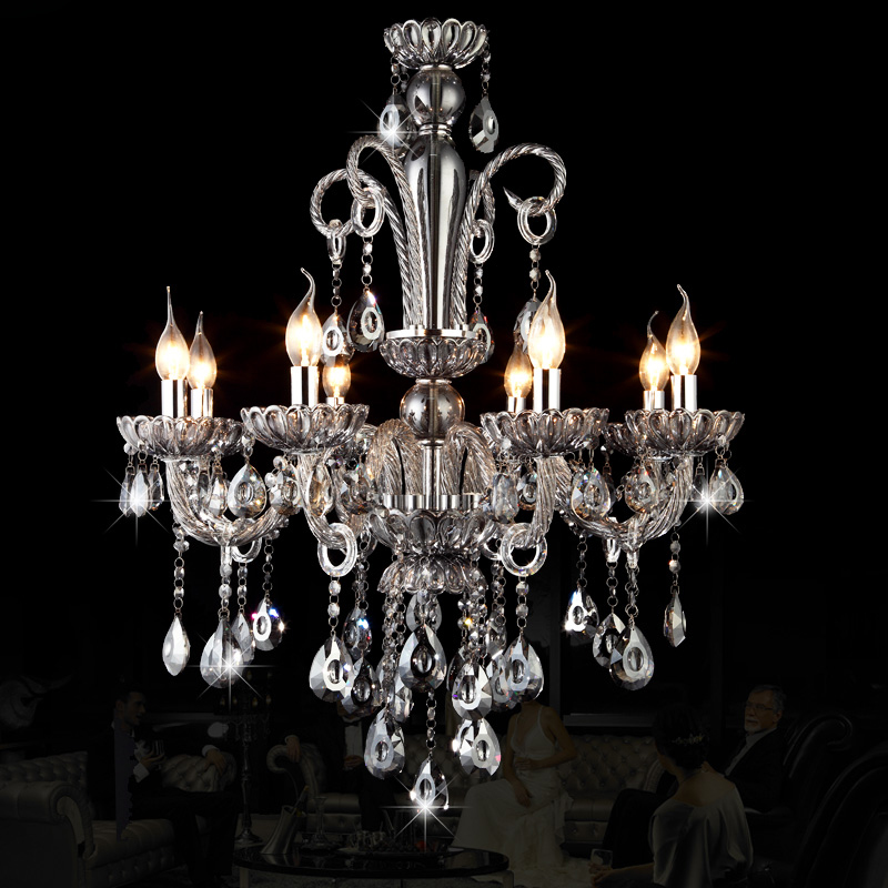 

Charade Smokey Gray 8-Light Crystal Chandelier in Chrome