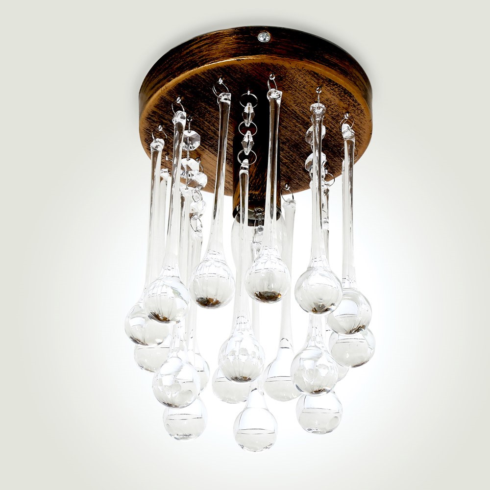 

Nurray Clear Glass Teardrop Single-Light Flush Mount & Antique Brass Canopy