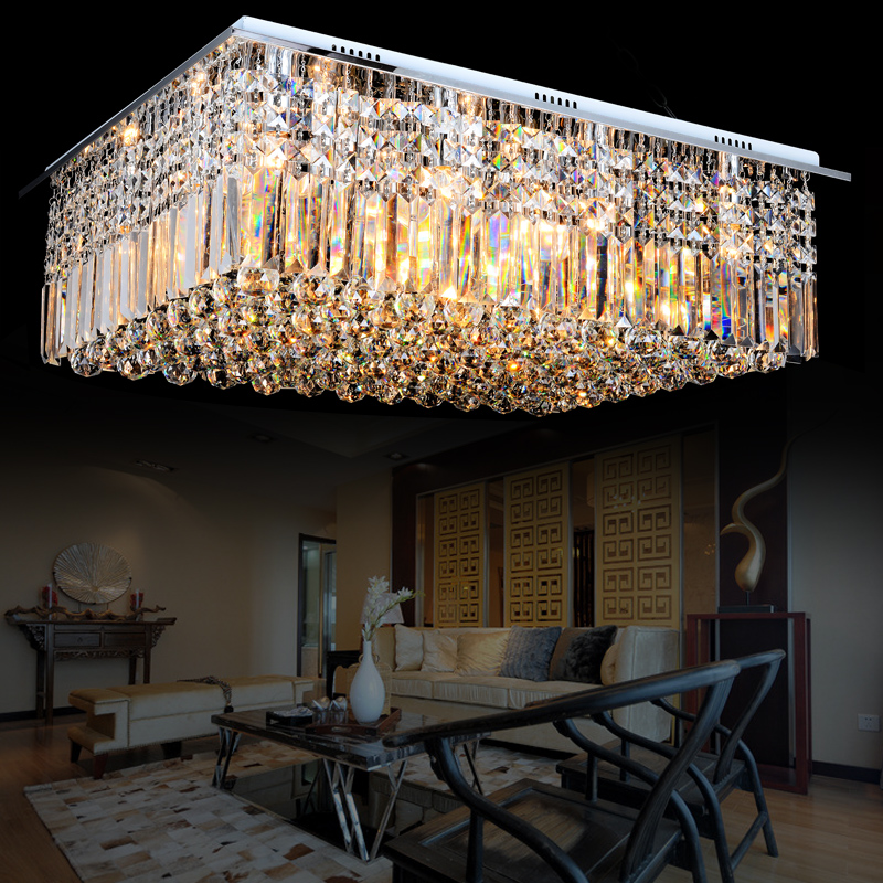 

Stereo Cuboid-Shaped Crystal Flush Mount Ceiling Light in Chrome