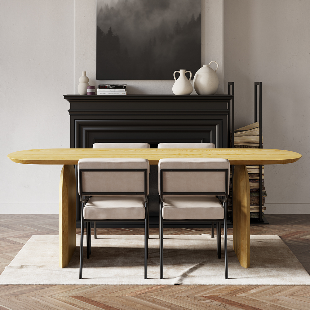 

78" Modern Wooden Dining Table Solid Wood Table for Dining for 8