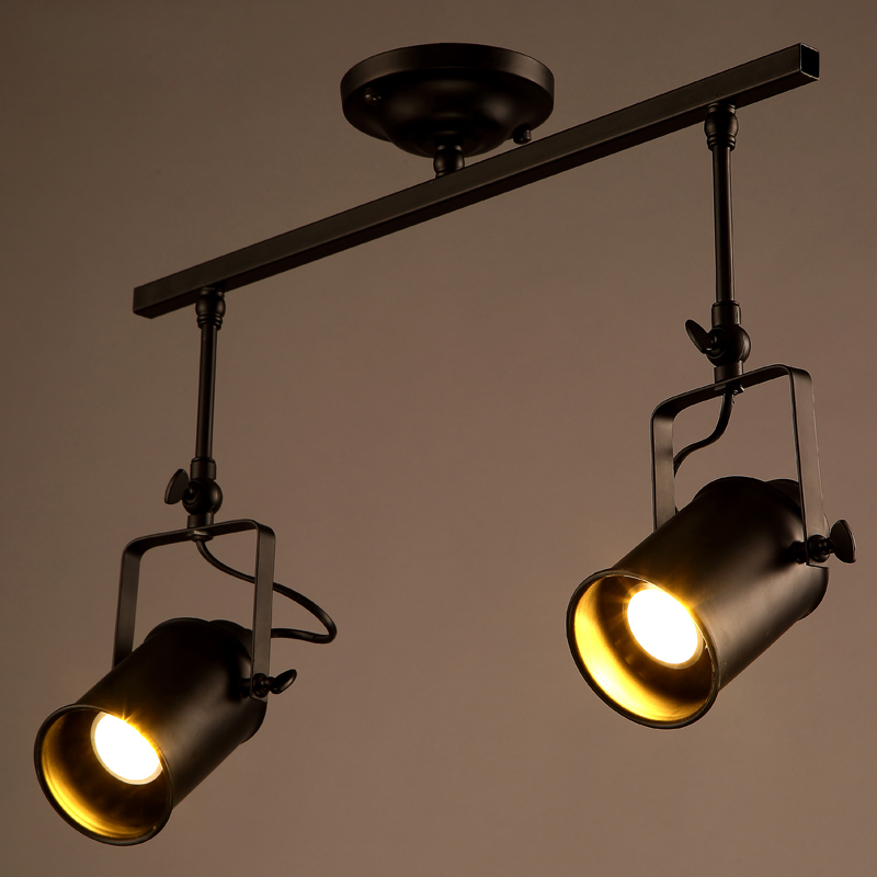 

Industrial Loft Black Monorail Spot Light Semi Flush Mount Light