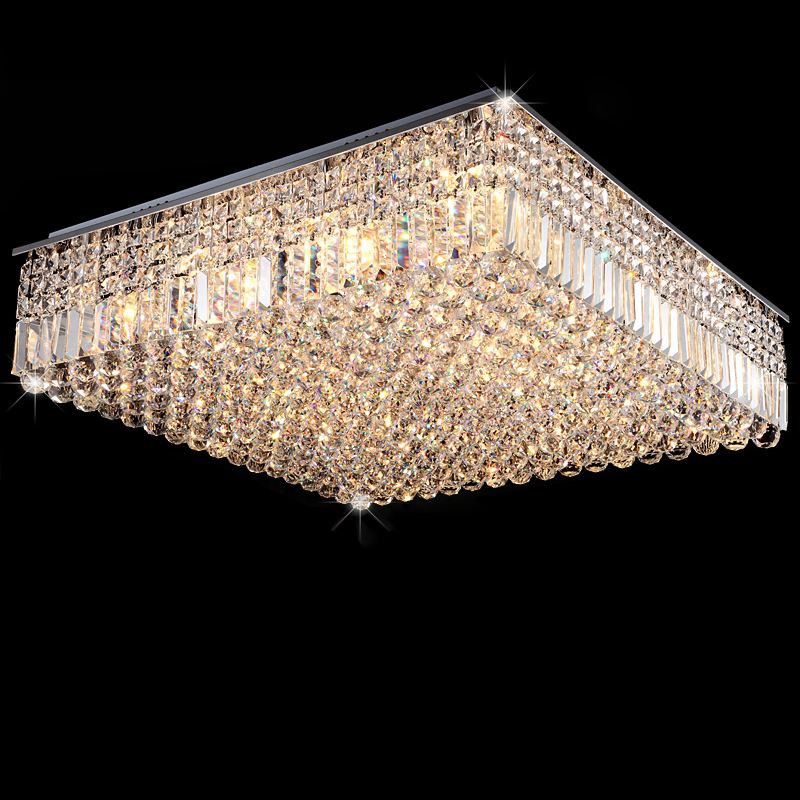 

Stereo Cuboid-Shaped Crystal Flush Mount Ceiling Light in Chrome