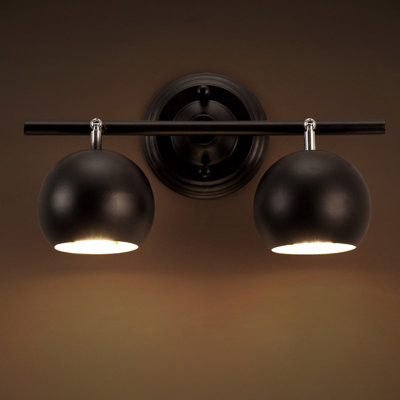 

2-Light Wall Sconce in Black Metal Globe Shade