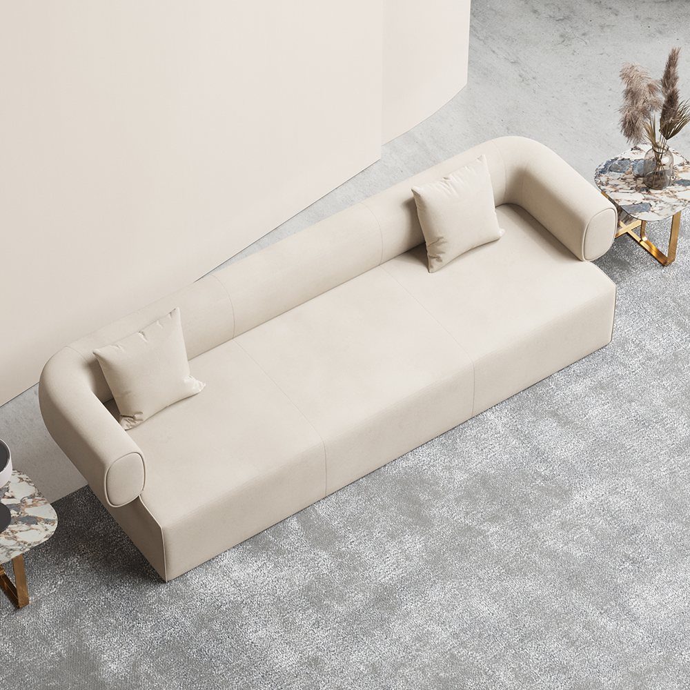 118" Modern OffWhite LeathAire Upholstered 4Seater Sofa Low Back