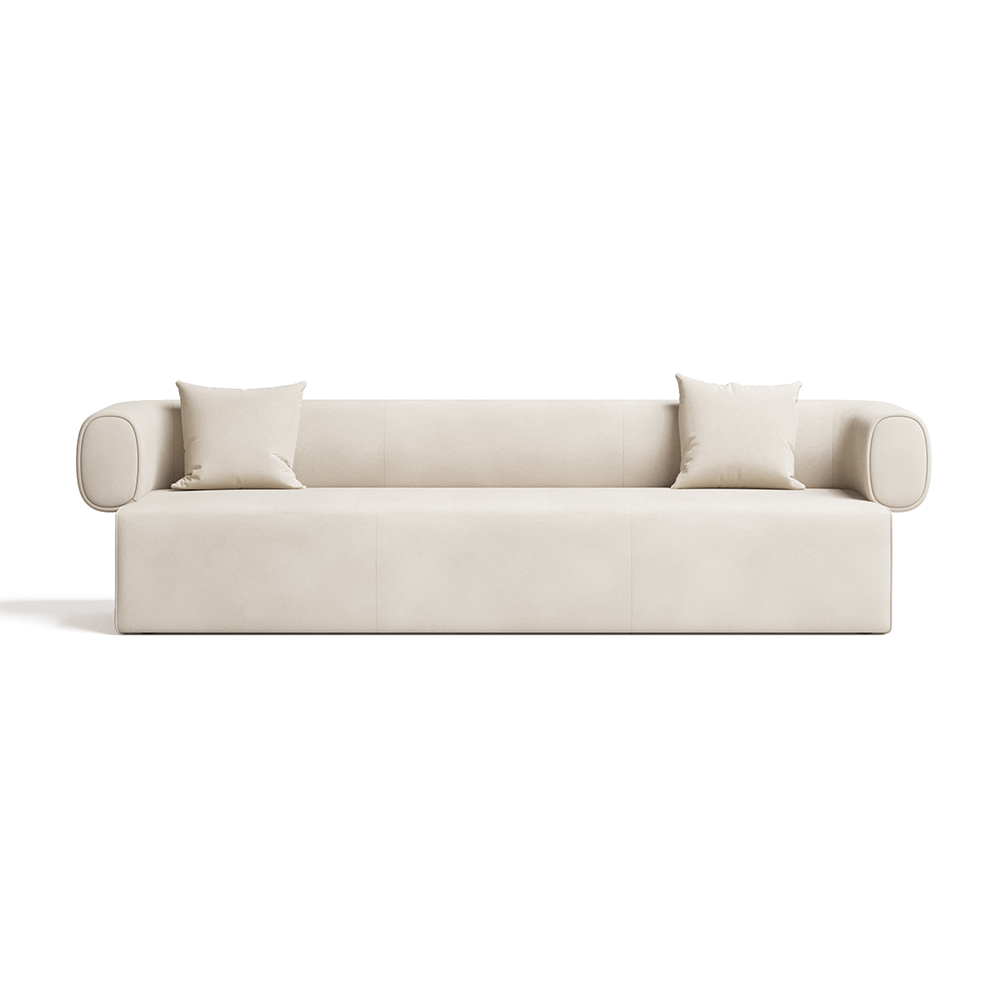 118" Modern OffWhite LeathAire Upholstered 4Seater Sofa Low Back