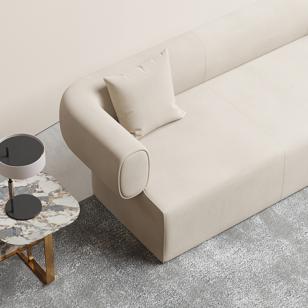 118" Modern OffWhite LeathAire Upholstered 4Seater Sofa Low Back