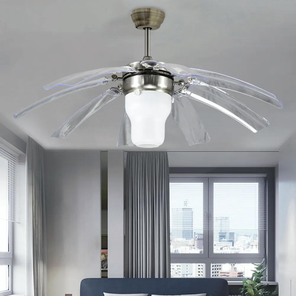 42" Retractable Ceiling Fan with Light Kit and Remote 8 Clear ABS Blades Included