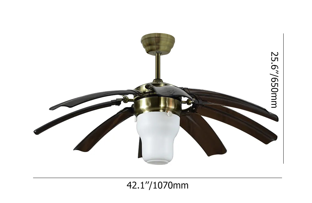 42" Retractable Ceiling Fan with Light Kit and Remote 8 Clear ABS Blades Included