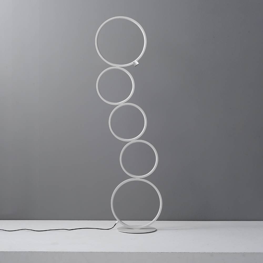 Multi-Head White Integrated LED Floor Lamp Geometric Standing Light Dimmable