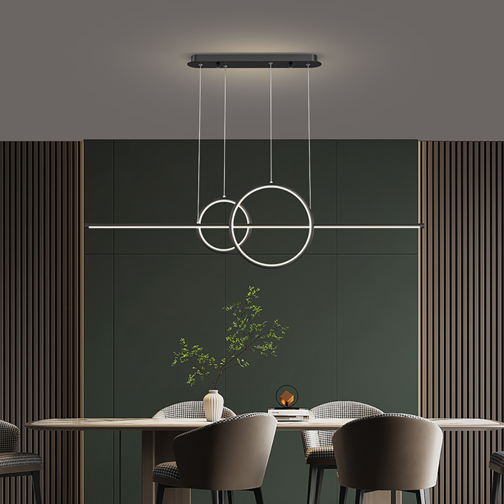 Minimalist Black Island light for Kitchen LED Hanging Light with Ring Shape Ceiling Lights