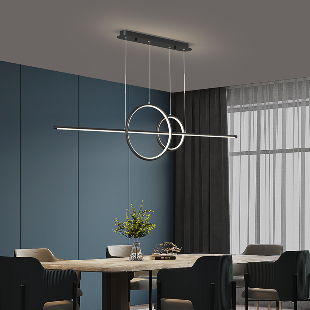 Image of Black Island light for Kitchen LED Hanging Light with Ring Shape
