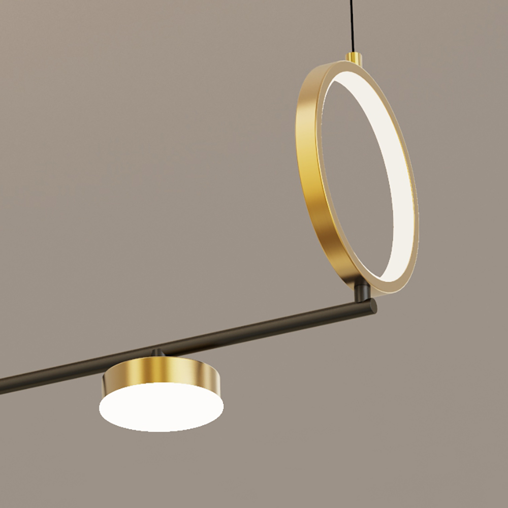 Moderne lineare Kücheninsel Licht Schwarz & Gold mit rotierendem LED-Licht