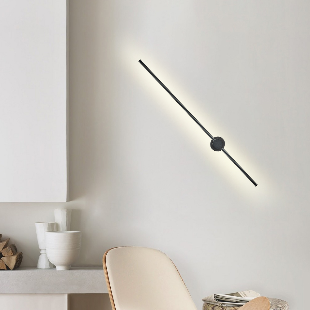 Image of Black Long Strip Wall Light Linear LED Wall Sconce