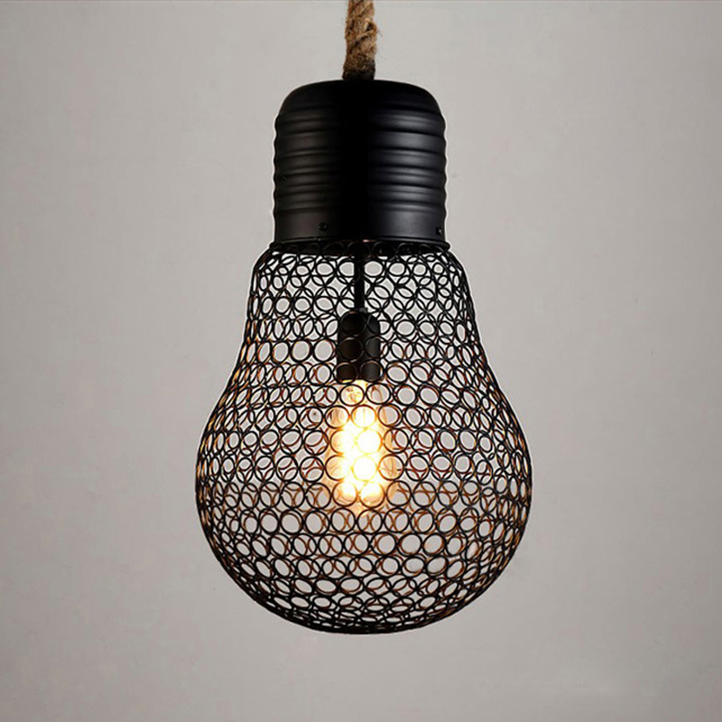 

Net Metal Bulb Shape Antique Single Light with a Rope Hanging