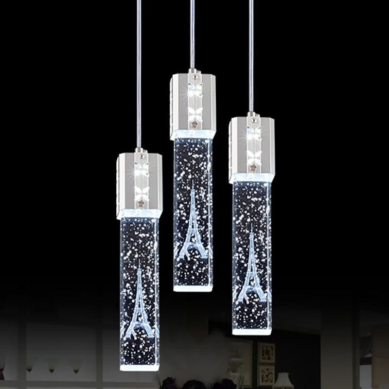 

3-Light Crystal Tower-Shape LED Ceiling Pendant Light