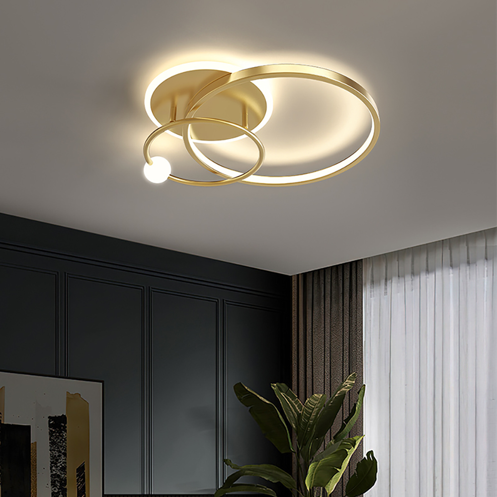 

Modern Geometric Semi Flush Mount LED Ceiling Light in Gold