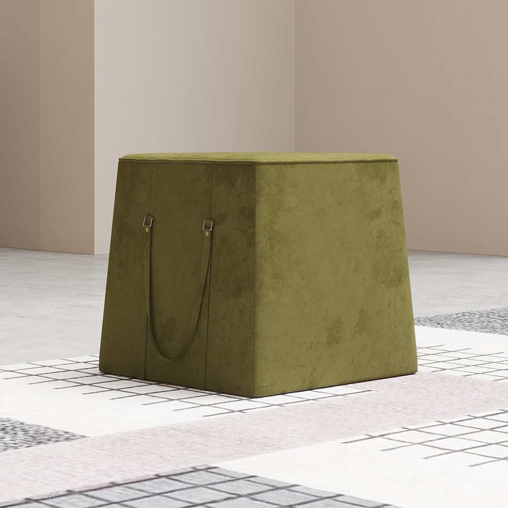 

19" Modern Green Square Ottoman Leath-Aire Upholstered Cube Foot Stool