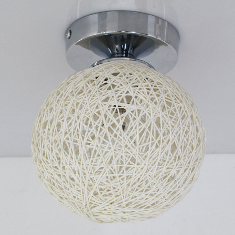 

Randi Mini White Rattan Flush Mount Ceiling Light with Chrome Canopy