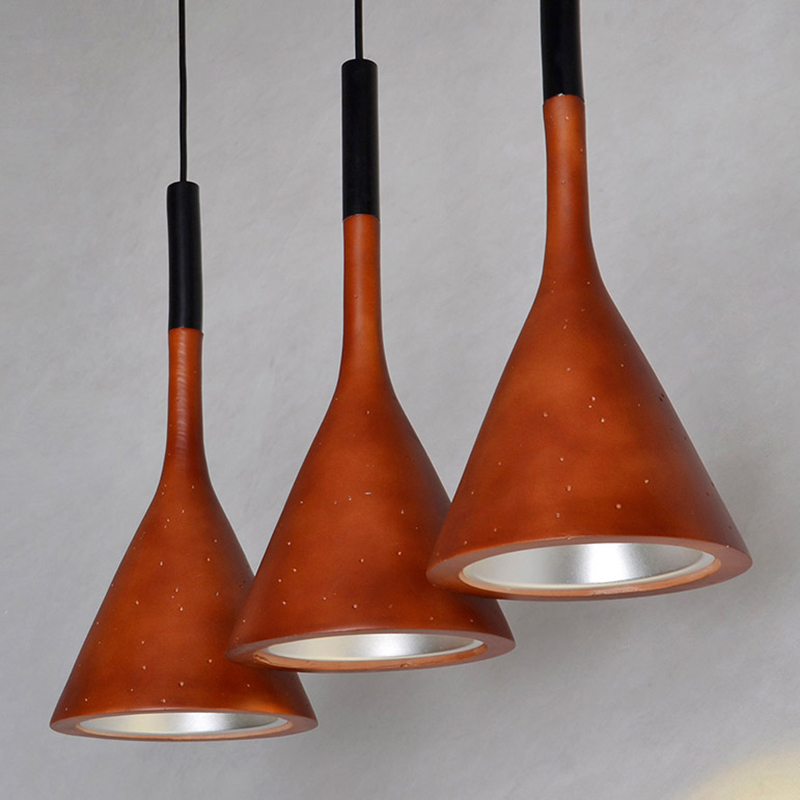 

Modern 1-Light Resin Pendant Light with Concrete Look in Brick-Red