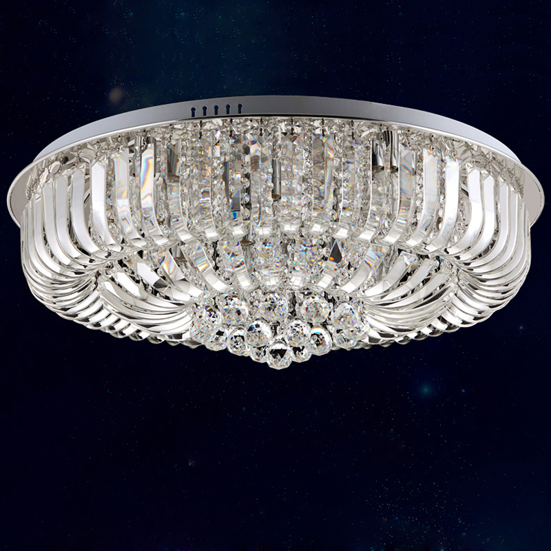 

Round Curved 10-Light Crystal Flush Mount Ceiling Light in Chrome