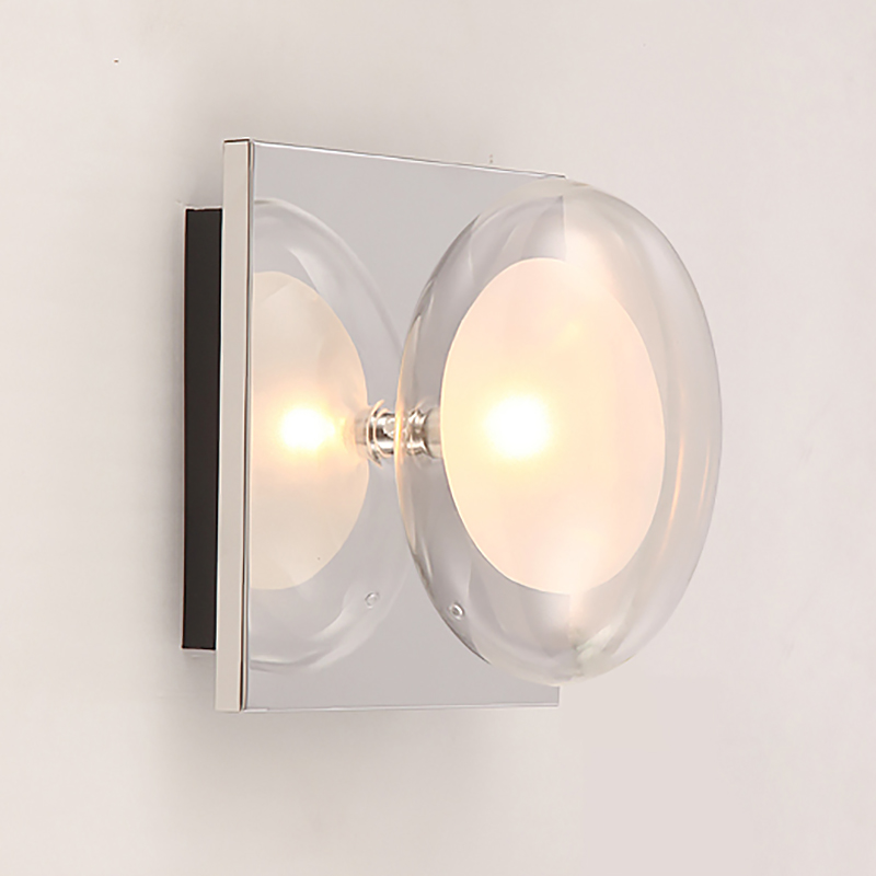 

Hena Double-Layer Oval Glass Shaded Mini Wall Sconce in Chrome