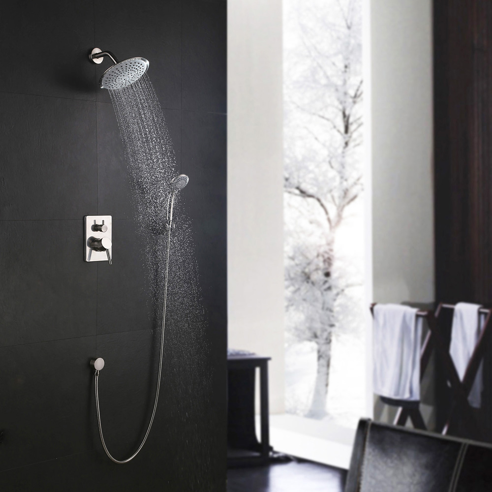 

Brewst Round Rain Shower & Handshower Set Brushed Nickel