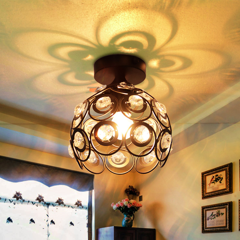 

1-Light Rustic Semi-Flush Mount Light in Black with Clear Crystal