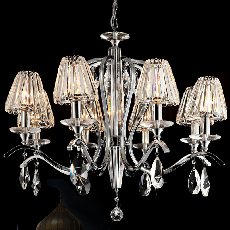 

Glitter Clear Crystal 8-Light Modern Chandelier in Chrome