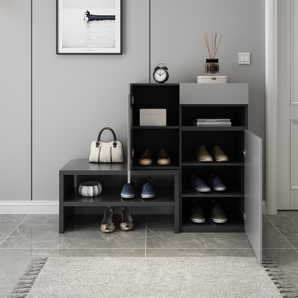 Fero Grey Corner Shoe Storage with 7 Shelves & 1 Drawer Hallway