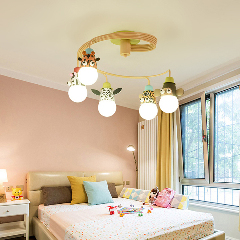 

5-Light Semi Flush Ceiling Light with Joy Colorful Swirl Animal Shape