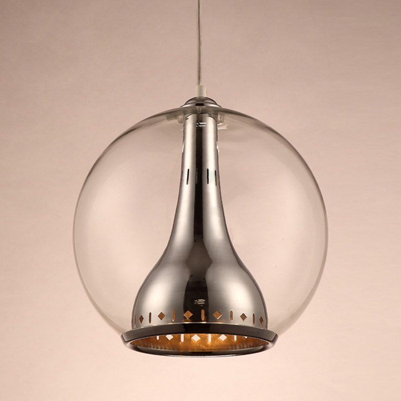 

Industrial Metal Funnel and Clear Glass Globe Shade 1-Light Pendant Light in Chrome