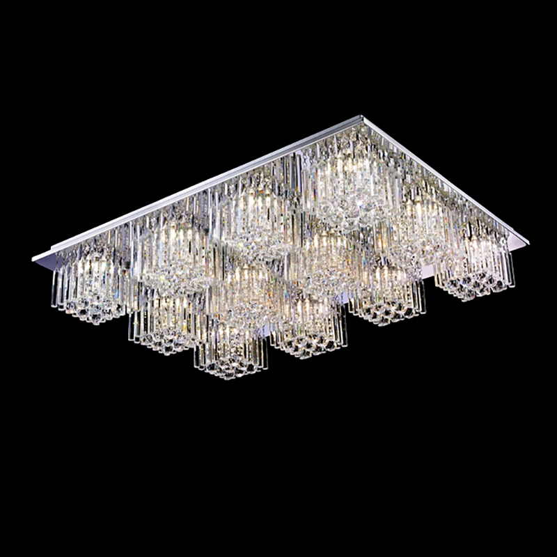 

Rectangle Flush Mount Light with Clear Crystal Multiple Cubes