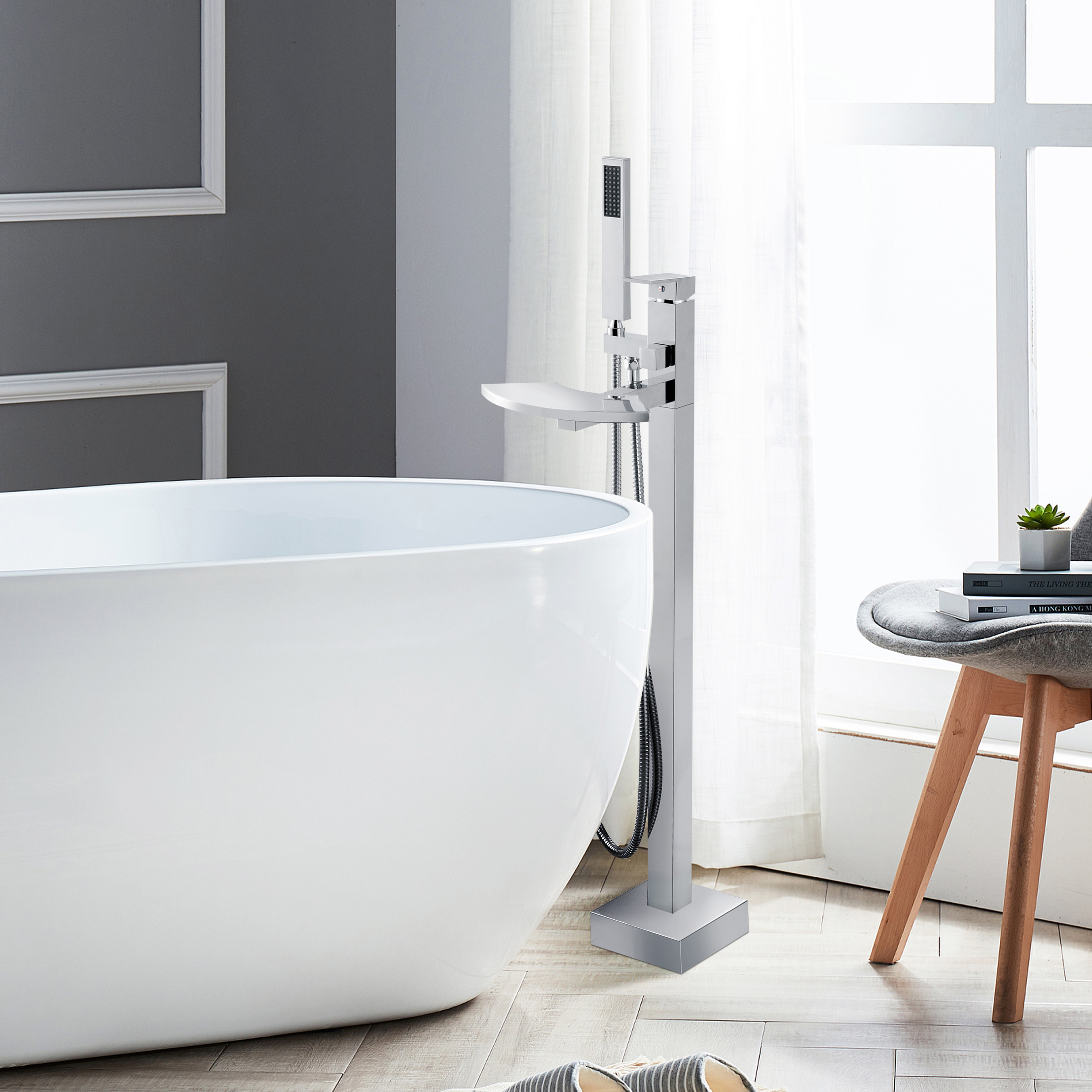 

Fantasia Chrome Waterfall Clawfoot Tub and Shower Filler
