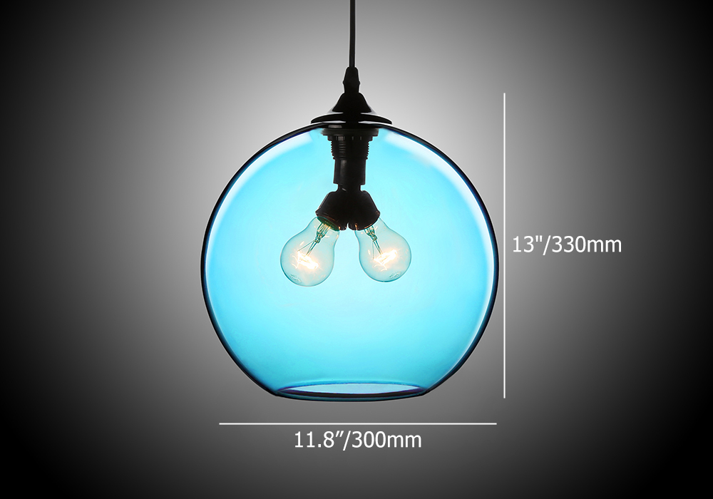 Modern Minimalist Glass DoubleLight Globe Pendant Light Blue Shape