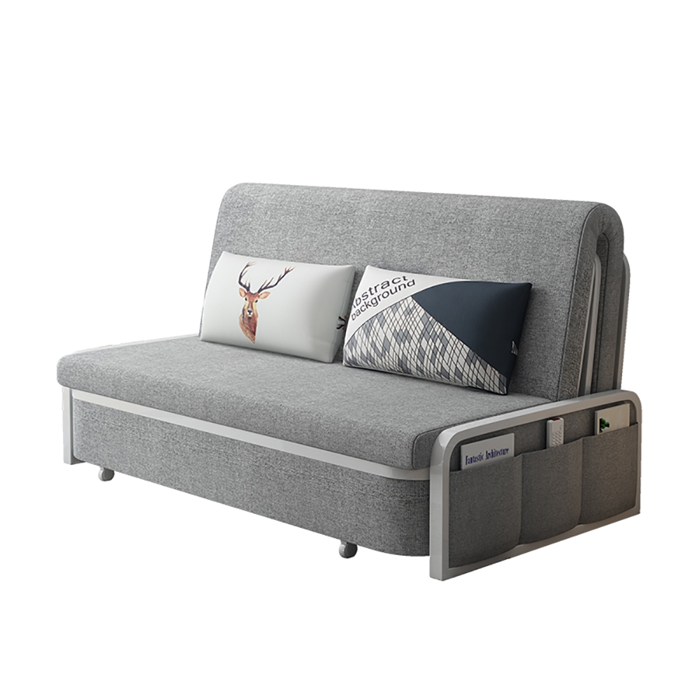 

Modern Light Gray Cotton Linen Upholstered Convertible Sofa Bed with Storage