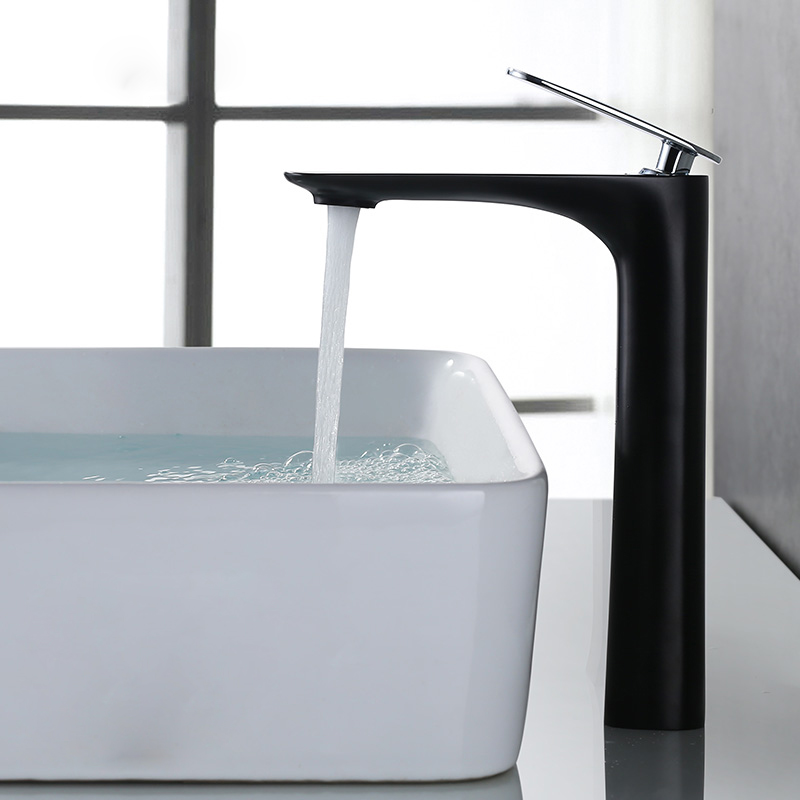 

Auro Modern Bathroom Chrome Black Single Hole 1-Handle Vessel Sink Faucet