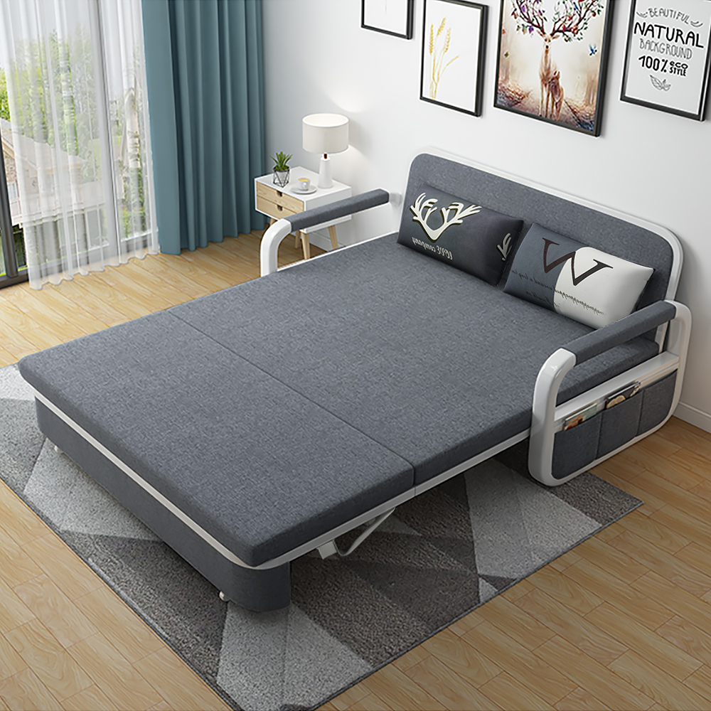 Deep Gray Sleeper Sofa Bed Loveseat Cotton And Linen Upholstered With Solid Wood Frame Homary 5062