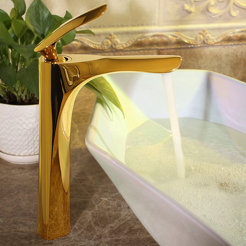 

Modern Single Handle Vessel Sink Faucet Single Hole in Gold