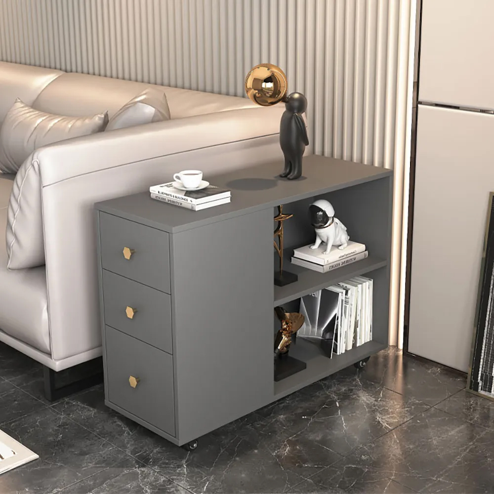 

31.5" Rectangle Side Table with Storage Manufactured Wood in Gray