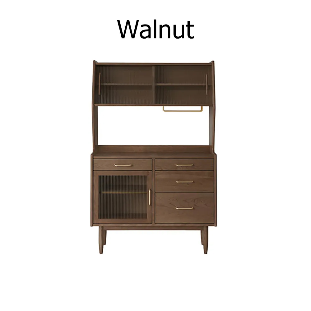 Nordic Walnut Sideboard with 3 Doors & 3 Shelves & 4 Drawers in Large