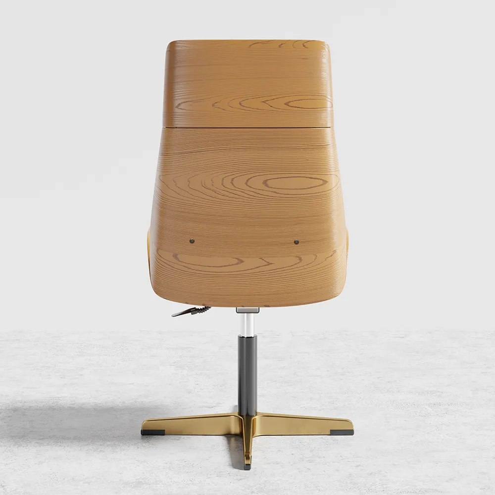 Chaise de bureau en cuir à dossier haut pivotant et réglable en blanc et or