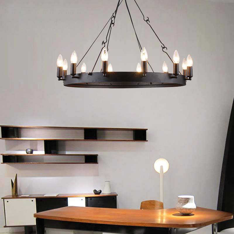 

Heaven Wrought Iron Candle Hanging Chandelier Black 12-Light