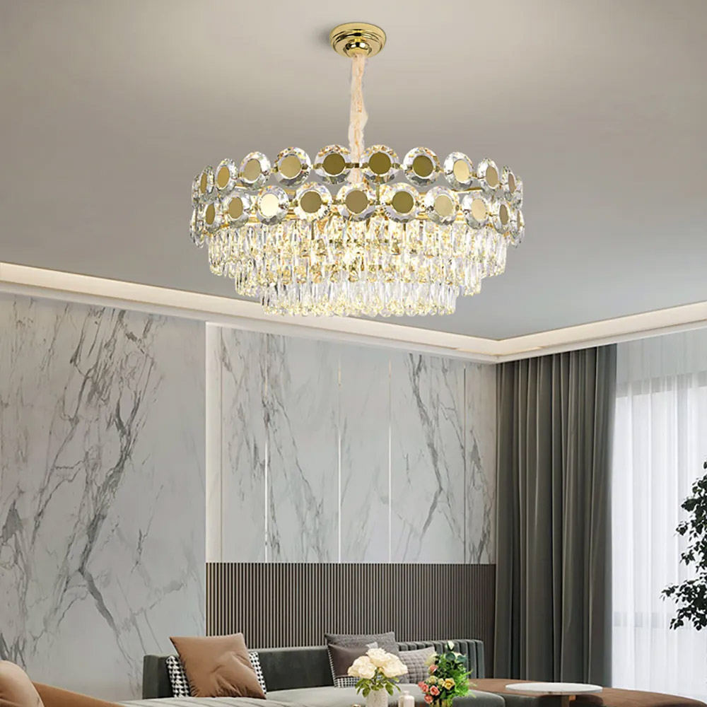 

Round Tiered Crystal Chandelier in Light Luxury & Chic Style