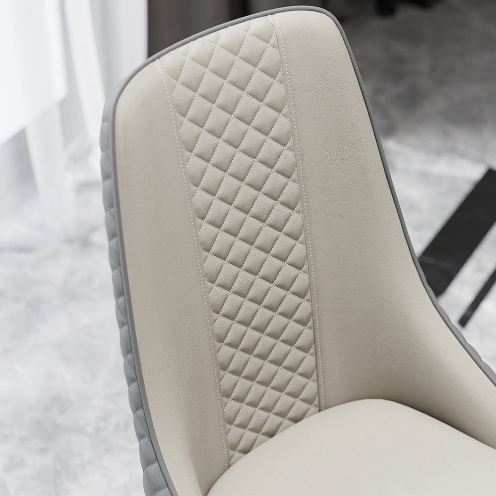 Juego de 2 sillas de comedor con respaldo alto, tapizadas en piel sintética, color gris