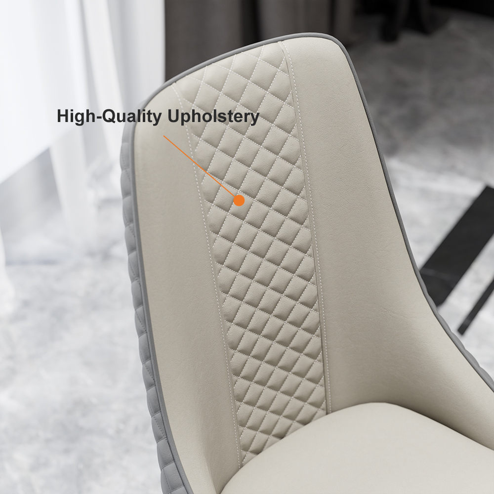 Juego de 2 sillas de comedor con respaldo alto, tapizadas en piel sintética, color gris
