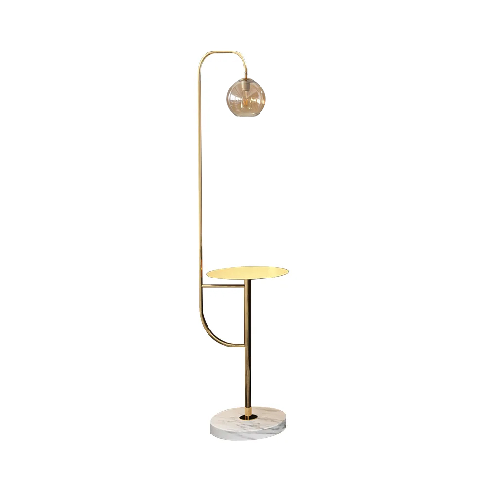 Minimalist Tray Table Floor Lamp Gold Standing Lamp with Metal Base ...