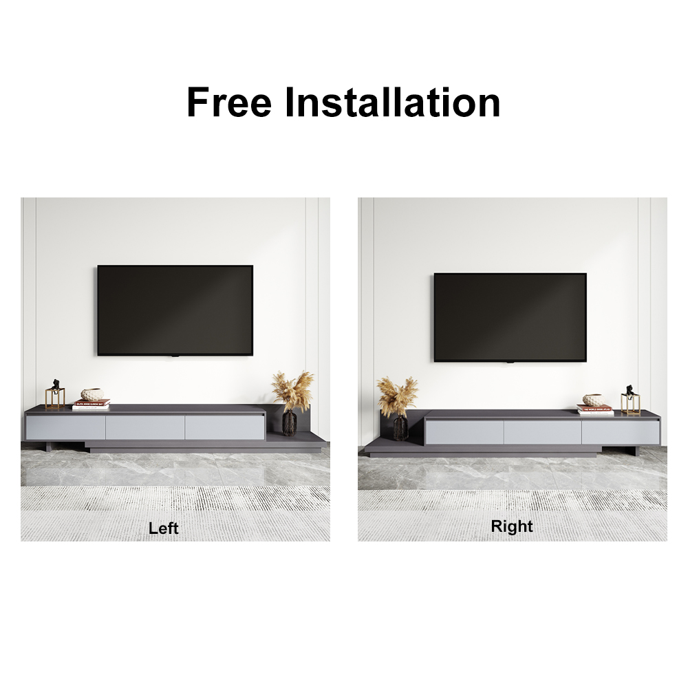 Fero Modern Gray Retractable TV Stand Extendable Media Console with 3