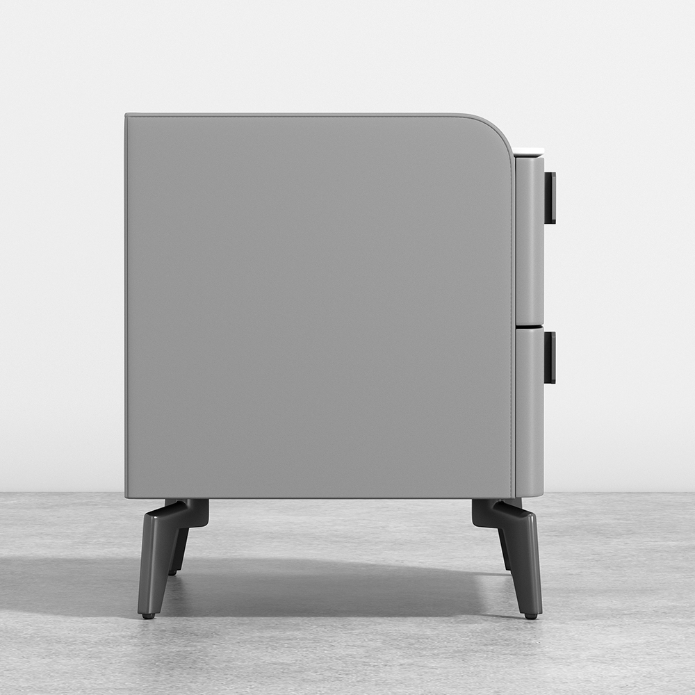 Table de chevet moderne de luxe gris 2 tiroirs chambre à coucher en pierre frittée table de chevet